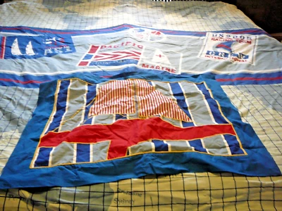 Edredón náutico Queen 100 % algodón apliques mapas gráficos velero yate tripulación oceánica Foto 1 de 4