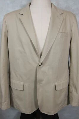 NEW LL Bean Light Tan 100% Cotton Twill Blazer Sport Coat Dual Vents 46R NWOT - Image 1 of 4