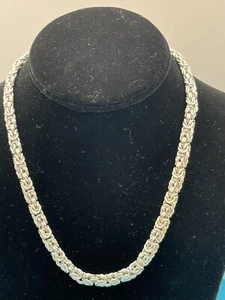18" Shiny Polished Domed Byzantine Necklace Italy Real 925 Sterling Silver -2732 - Picture 1 of 11