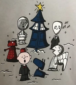 NEW WOOT TEE SHIRT kids 8 Dr Who meets Charlie Brown Christmas AMERICAN APPAREL - Picture 1 of 3