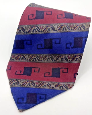 Sonia Rykiel Men's 100% Silk Vintage Neck Tie Burgundy Navy Blue Stripe Retro — 第 1/4 张图片
