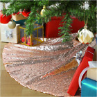 Chirstmas Tree Skirt 24 Inches Rose Gold Glitter Sequin Tree Skirt Mat Chirstmas