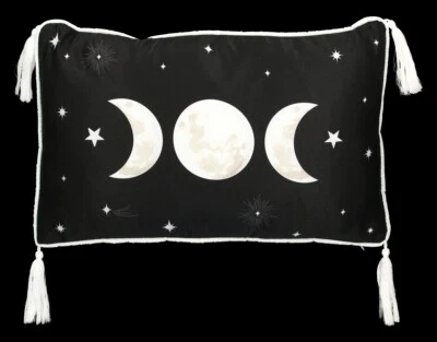Black Pillow - Triple Moon - Fantasy Decorative Cushion Sofa Gift - Image 1 of 2