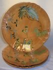 3-Tracy Porter Laurel Leaf Multicolor Handpainted Stoneware Dinner Plates 10.75"