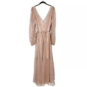 Maxi abito City Chic Luxe notti stellate oro rosa paillettes maniche lunghe 16 - Foto 1 di 15