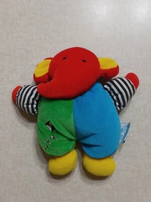 Eden Baby Rattle Plush 6" Elephant Primary Colors Lovey - Image 1 of 4