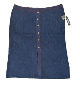 Mod Cloth New 1X Blue Button Straight Midi Skirt 100% Cotton - Picture 1 of 6