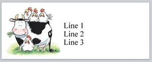 Personalized Address Labels Farm Cow and Hens Chickens (JX 243) - Picture 1 of 3