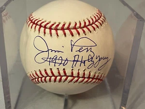 Béisbol joven Jim Perry de los Mellizos de Minnesota firmado a mano OMLB 1970 CY certificado de autenticidad - Imagen 1 de 3