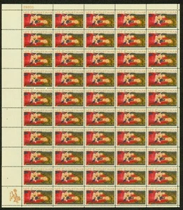 1967 EE. UU. #1336 Hans Memling Madonna - Hoja de 50 - OGNH - En muy buen estado - CV $12,50 (ESP #538) - Imagen 1 de 2