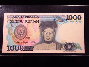 Dinero bancario Indonesia 1000 rupias 1987 P124 unc h5679 Raja Sisingamangaraja XII - Imagen 1 de 2