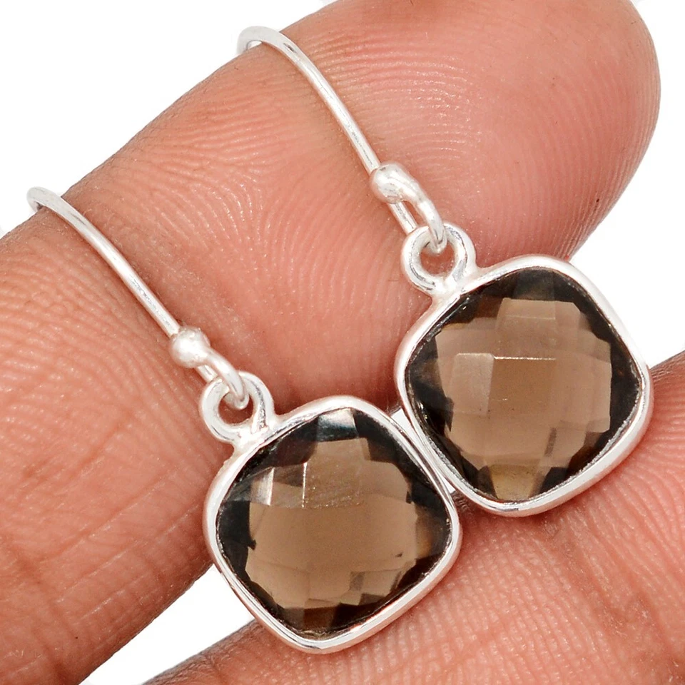 Topacio ahumado térmico - Pendientes de plata de ley 925 de Brasil joyería CE47729 Foto 1 de 1