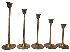 Vintage Set of 5, Brass Candle Holders Graduated Tapered Candlesticks
