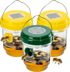 3 Pack Wasp Traps Outdoor Hanging, Solar Bee Trap for Outside, Hornet Traps, Bee - Picture 1 of 13
