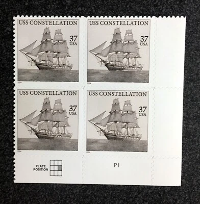 2004USA #3869 37c USS Constellation - Plate Block of 4 (#P1) - Image 1 of 4