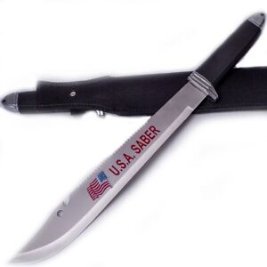 17.99in USA Saber FIXED BLADE KNIFE MACHETE U0