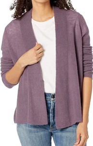 $395 NWT VINCE SzXS RIBBED CONVERTIBLE OPEN CARDIGAN SWEATER IN FIG PURPLE - Foto 1 di 9