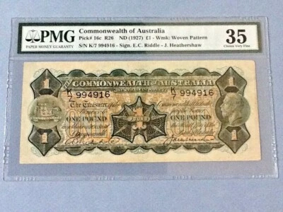 Australia 1 Pound P-16c ND(1927)  PMG 35 - Image 1 of 4