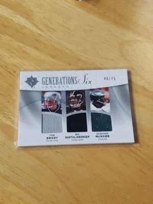 2009 Tom Brady Upper Deck Ultimate Six Generations Jersey 48/75 - Image 1 of 4