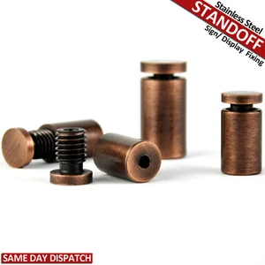 10 Fissaggi Rustici Stand Off Acciaio Inox Insegna Vetro Supporto Parete Standoff NUOVO - Foto 1 di 6