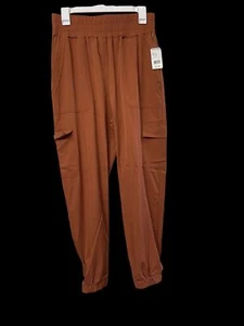 Discovery Unisex Cargo Pants Rust Elastic Waist Relaxed Fit With Pockets - Picture 1 of 6