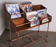 Vinyl Record Storage Copper & Wood Record Stand Record Display Cabinet