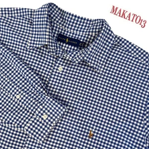 Camisa Ralph Lauren Para Hombres Talla XLT Abotonada Manga Larga Azul Cuadros Guinga Poni - Imagen 1 de 9