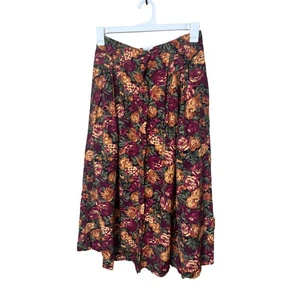 Vintage Francine Browner Damen Blumendruck Maxirock Größe 16 Knopfleiste - Bild 1 von 9