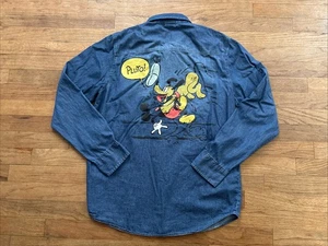 Walt Disney Button Pluto Mickey Shirt Long Sleeve Mens Large - Imagen 1 de 8