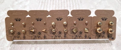 Новый из старых запасов Золотой шар полированный матовый текстурированный квадрат 10 пара гвоздики лот проколотые серьги - Изображение 1 из 4