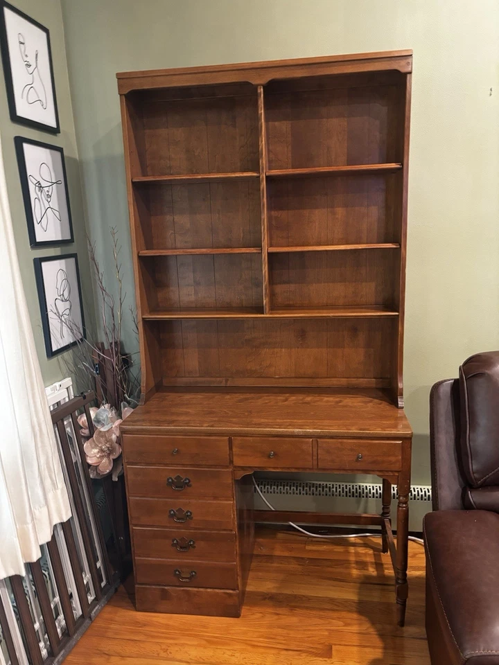 Vintage Ethan Allen Student Desk and Bookshelf Mid Century Modern SET - Image 1 of 4