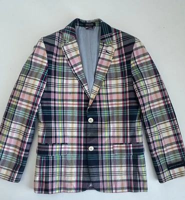 Tommy Hilfiger Boys Plaid Jacket Blazer Size 12 Spring Easter Summer Wedding - Image 1 of 4