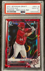 2021 Bowman Draft Chrome Daylen Lile 1° rifrattore lava rosso /5 PSA 10 GEM MINT - Foto 1 di 2