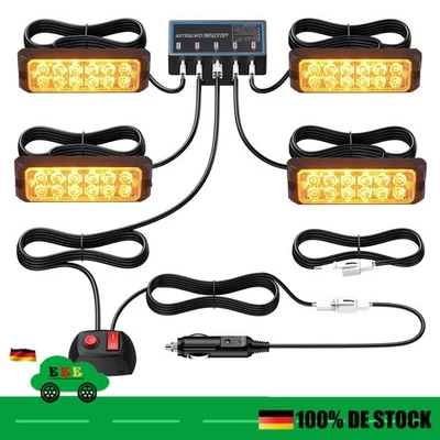 4x 12LED Frontblitzer Blitzlicht Warnleuchte Strobe Licht  Auto LKW KFZ PKW IP65 - Bild 1 von 4