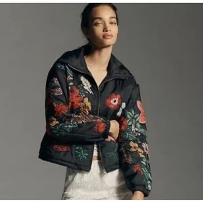 Новый с Ярлыками Anthropologie георгин цветочный Bomber куртка черный размер большой распродано - Изображение 1 из 4