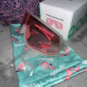 Goodr Extreme Dumpster Diving Glasses Rose Tinted Lens Clear Frame Wrap - Picture 1 of 7