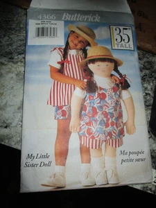 Butterick 4366 My Little Sister 35" Doll & Clothes Sewing Pattern UNCUT NOS ๐ธ - Picture 1 of 1