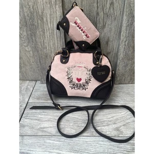 Juicy Couture Set Borsa + Portafoglio | Velluto Rosa Ricamato - Foto 1 di 10
