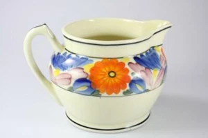 VINTAGE ENGLISH FLORAL CERAMIC MILK JAR CROWN MARK - Picture 1 of 8