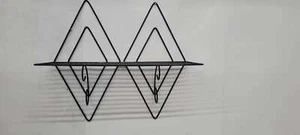 Estante de malla de arte de pared de metal doble atómico moderno de mediados de siglo negro vintage 13 x 15 - Imagen 1 de 5