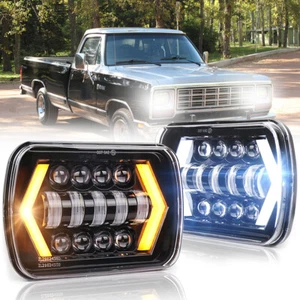 Par de faros LED 220W 7x6" 5X7" pulgadas haz alto/bajo para Dodge D150 D250 D350 DOT - Imagen 1 de 12