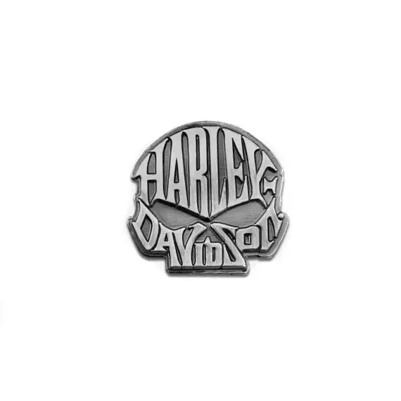 HARLEY DAVIDSON Harley-Davidson Pin Modell Skull Text 1" Grey #8008871