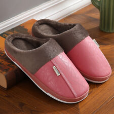 Leather Slippers Ladies Womens Warm Lined Comfy Soft Sole Indoor Shoes Slide Hom