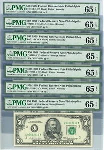 Fr. 2114-C $50 1969 Federal Reserve Note 7 Consecutive EPQ PMG DC-2161 - Picture 1 of 2