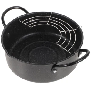 Nonstick Stainless Steel Fryer Pot Portable Frying Pan Fry Pan Drainer - Picture 1 of 12