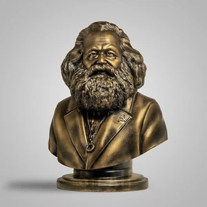 KARL MARX BUST 8" golden SCULPTURE GERMAN PHILOSOPHY PHILOSOPHER COMMUNISM arte - Picture 1 of 5