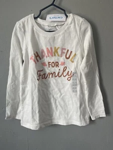 Carter's Kids Girls Thankful For Family & Friends Long Sleeve Shirt White Sz 5 - Picture 1 of 3
