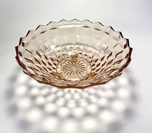 PINK DEPRESSION GLASS Indiana American Whitehall Cubist Footed Bowl ~ Vintage - Picture 1 of 7