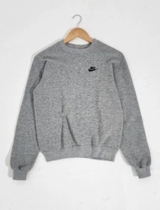 Vintage 80s/90s Kids Gray Nike Swoosh Crewneck Sweatshirt Sz. Youth XL - Picture 1 of 7