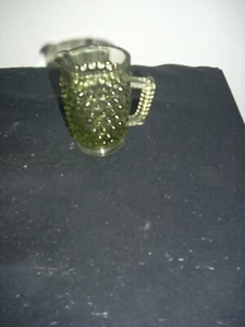Green Glass FENTON Hobnail Footed Small Creamer - Picture 1 of 1
